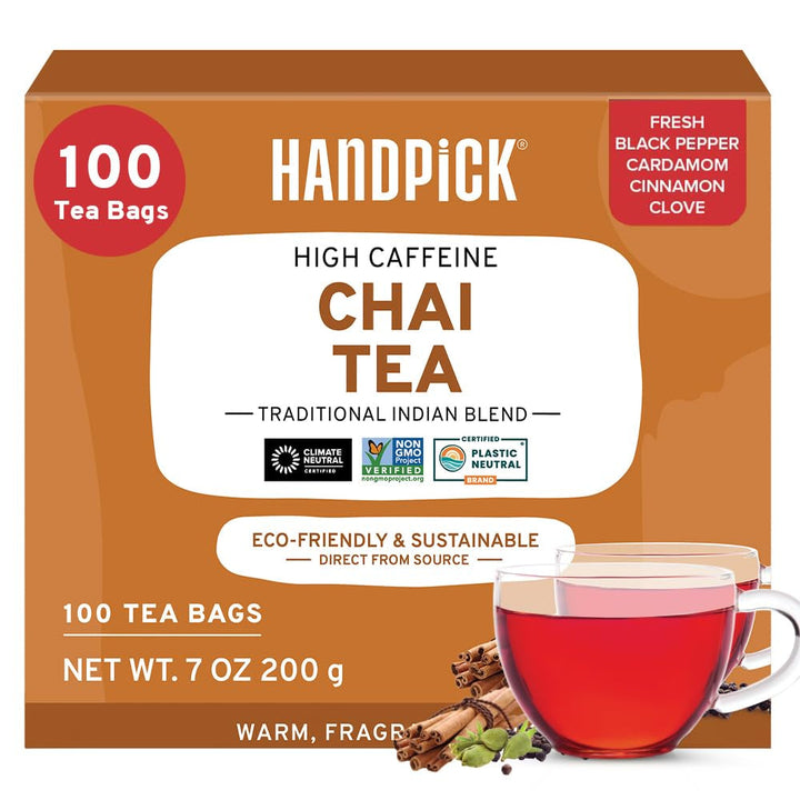 HANDPICK, pliculețe de ceai verde - 25 bucăți | 100% frunze de ceai verde pur din Himalaya, India | Plicuțe de ceai verde ecologice, preparare la cald sau rece