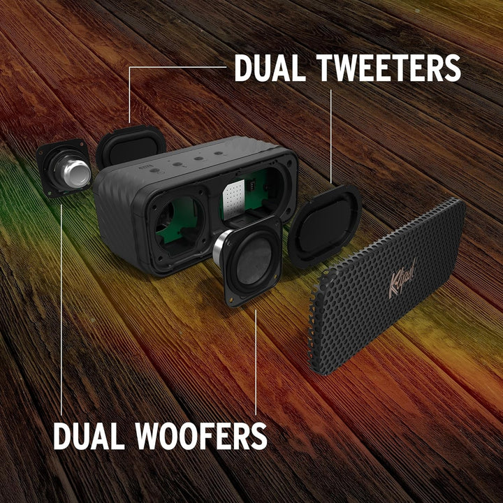 Klipsch, Nashville, Difuzor Bluetooth portabil, Standard Ip67, Rezistent la apă și praf, Autonomie 24 ore, Bluetooth 5.3, Curea de transport reglabilă și detașabilă, Negru.
