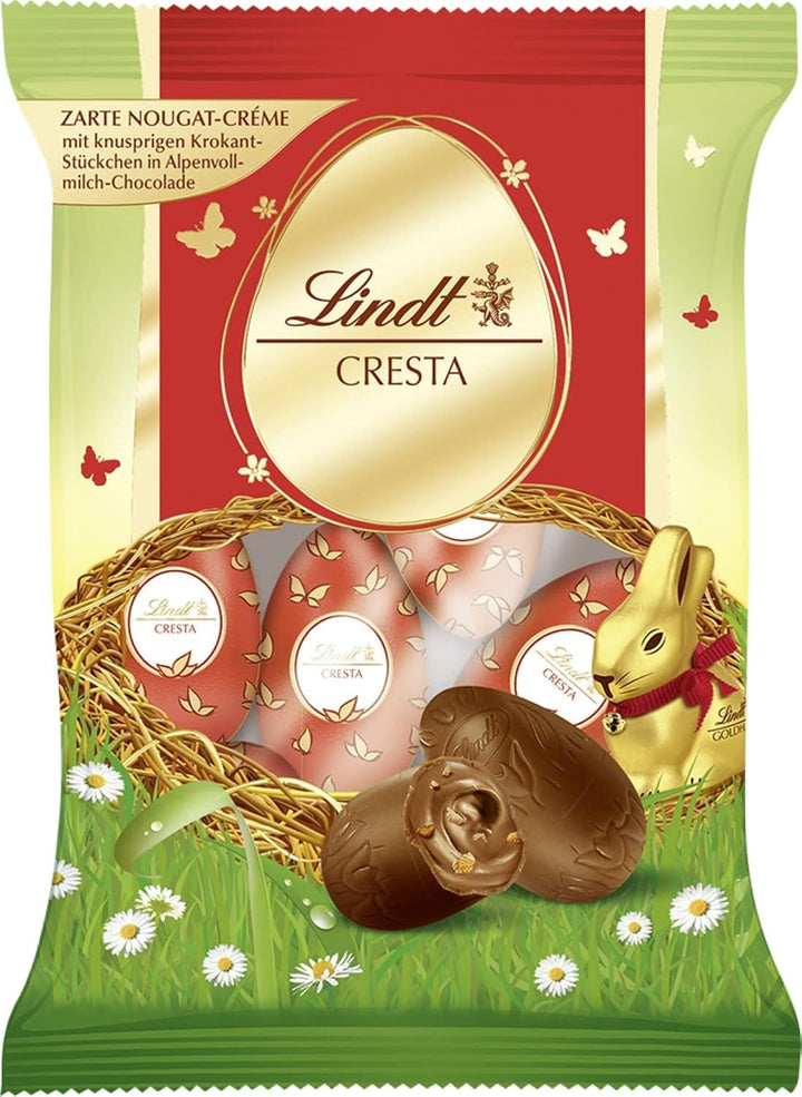 Lindt Schokolade Spezialitäten Mix Eier | 3 X 90 G | Vollmilch-Eier in Fünf Sorten Mit Und Ohne Alkohol (Marc De Champagne, Nougat, Cresta, Mousse Au Chocolat, Lindor Milch) | Oster Schokolade