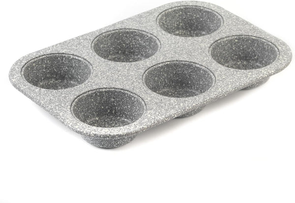 Salter BW02778G Marblestone 6 Tassen Muffin-Backform - Muffinform, Antihaft Muffinblech Antihaftbeschichtet Backblech Backform Für Cupcakes, Brownies, Formen,Mini Muffins Backform