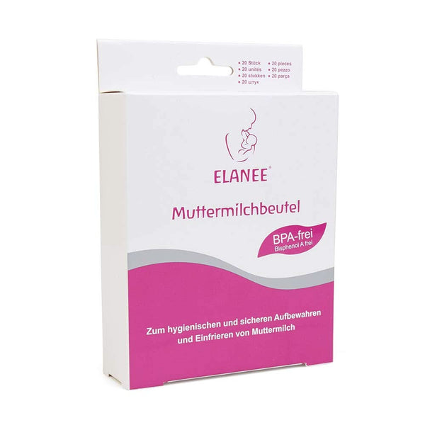 ELANEE Muttermilchbeutel, Aufbewahren & Einfrieren Von Muttermilch, Geschmacksneutral Und Vorsterilisiert, Doppelter Sicherheitsverschluss ,20 Stück (1Er Pack) (710-00)