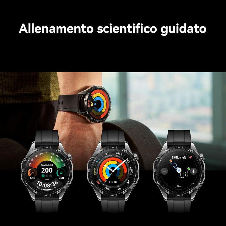 Ceas inteligent HUAWEI WATCH GT 4 46mm, Autonomie până la 2 săptămâni, Android și iOS, Gestionarea caloriilor, Gestionarea sănătății profesionale, SpO2, GPS, Versiunea germană, Negru + FreeBuds SE 2
