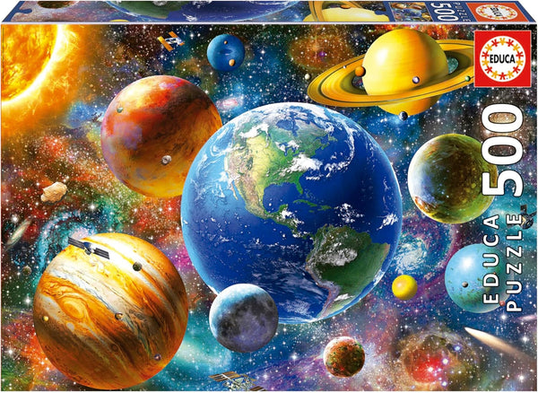 Educa - Puzzle 500 piese pentru adulti | Sistem solar, puzzle 500 piese pentru adulti si copii de la 11 ani, planete, spatiu, spatiu (18449)