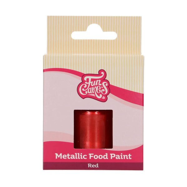 Vopsea alimentară metalică Funcakes roșie: Creați efecte metalice pe fondant, marțipan, glazură regală și fursecuri. Colorant alimentar comestibil 100%, Halal, potrivit pentru vegetarieni și vegani, 30 ml