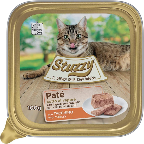 Mister Hrană umedă pentru pisici adulte, Curcan, linie pateu și carne în bucăți, Total 3.2kg (32 căni X 100g)