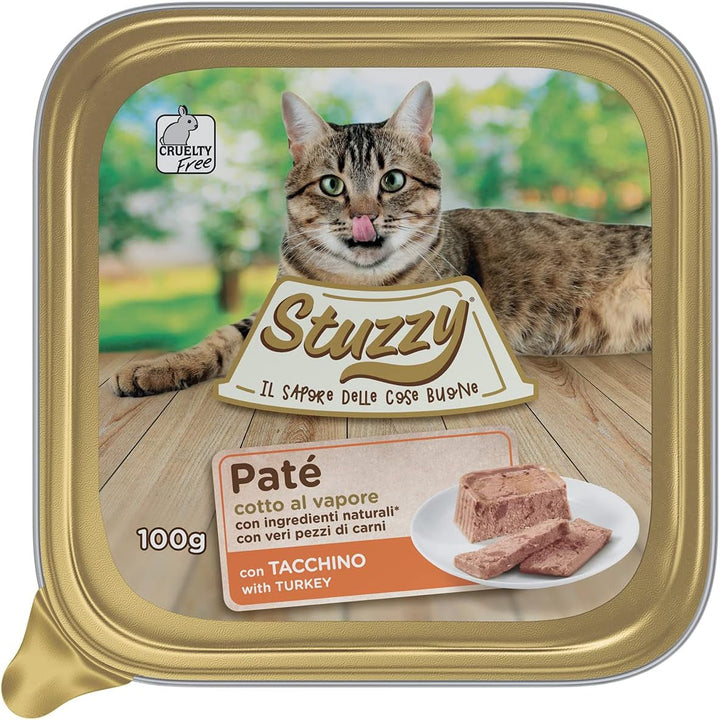 Mister Hrană umedă pentru pisici adulte, Curcan, linie pateu și carne în bucăți, Total 3.2kg (32 căni X 100g)