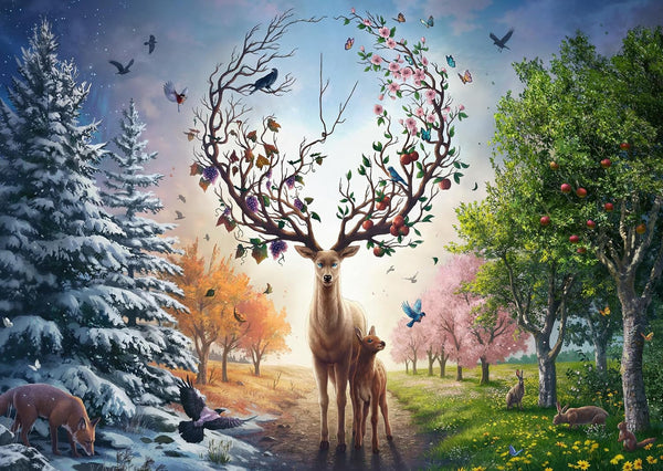 Ravensburger Puzzle 12001088 - Cerbul magic și cele patru anotimpuri - puzzle jigsaw de 1000 de piese pentru adulți cu vârsta de peste 14 ani