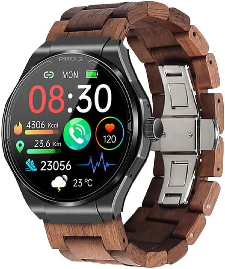 PRO 3 (2024) Silver - Ceas de sănătate Smartwatch cu funcție de telefonie - ECG + HRV și funcție SOS - Afișaj AMOLED- BT Bluetooth - Sleep apnoea - Curea siliconică Negru, 14-24, rotund