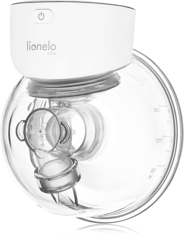 LIONELO Fidi Free Simple Elektrische Muttermilchpumpe 180 Ml, Tragbare 2-Phasen-Milchpumpe, Freihändig, Energiesparende Massage 9 Stufen, 3 Größen Von Silikontrichtern Timer