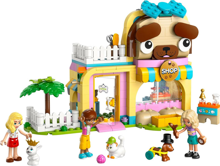 Magazin de accesorii pentru animale LEGO Friends, set de joacă pentru jocuri de rol, jucărie educativă pentru fete de la 6 ani, 3 minifigurine și 3 figuri de animale, pisică, câine și iepuraș, idee de cadou pentru copii 42650