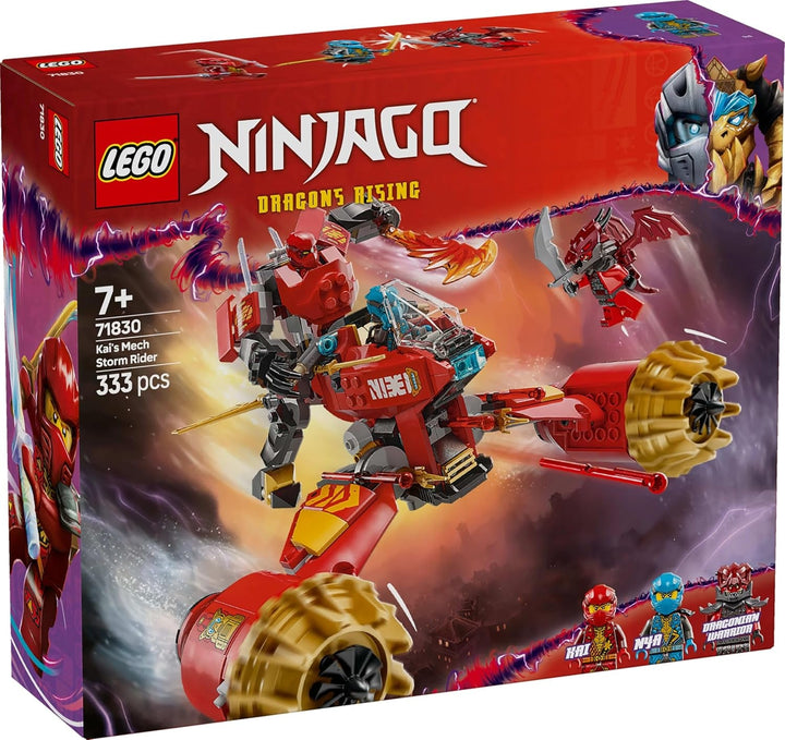 LEGO NINJAGO Kai's Storm Rider Mech - Jucărie motocicletă zburătoare cu 3 minifigurine - Mech cu cap, brațe și picioare mobile - Jucărie de construit - Cadou pentru băieți și fete cu vârsta de 7+ 71830