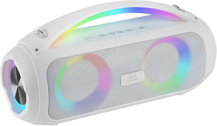 Mars Gaming MSB-ORB, Tragbarer Lautsprecher + Soundbar 20W, Orbilight RGB 360° Beleuchtung, Soundbar Mit Triple-Driver-System, Gaming-Lautsprecher Bluetooth 5.3 / Usb/Microsd/Aux/Fm, Schwarz