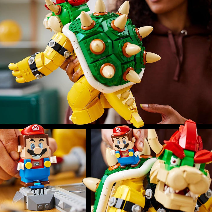 LEGO Super Mario The Mighty Bowser, kit model 3D, set mare cu figură mobilă de colecționat, inclusiv platformă de duel, idee de cadou pentru fani, de afișat ca decor pentru cameră 71411