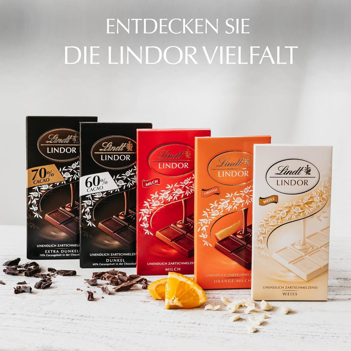 Lindt Schokolade LINDOR Weiß | 100 G Tafel | Weiße Schokolade Mit Einer Unendlich Zartschmelzenden Füllung | Schokoladentafel | Schokoladengeschenk