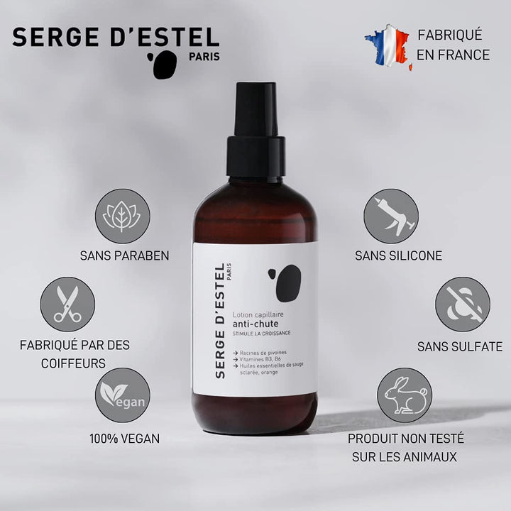 SERGE D'ESTEL PARIS Anti-Haarausfall Spray Lotion Stärkt Das Haar Und Fördert Das Wachstum Rizinusöl Vitamin E, 200Ml