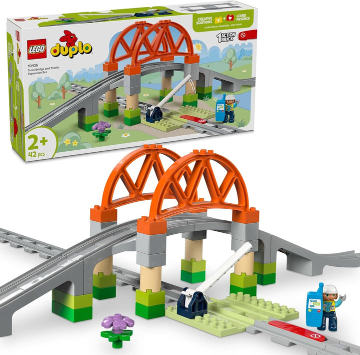 LEGO DUPLO Town Pod de cale ferată și șine - Set de expansiune, cadou pentru copii începând cu 2 ani, set pentru construcție și reconstrucție, set de dezvoltare pentru preșcolari, jucărie educațională 10426