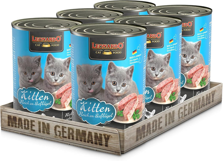 LEONARDO Kitten Hrană pentru pisici Kitten, 6X 800 G Hrană umedă fără cereale pentru pisoi până la 1 an, hrană completă cu păsări proaspete