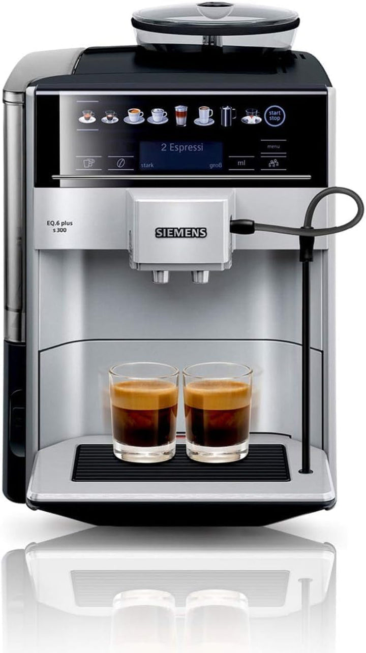 Siemens EQ.6 plus S300 mașină de cafea complet automată TE653501DE, profiluri de stocare, curățare cu abur, funcție de cană dublă, 1.500 wați, argintiu & TZ80009N Recipient izolat pentru lapte din oțel inoxidabil 0,5 litri