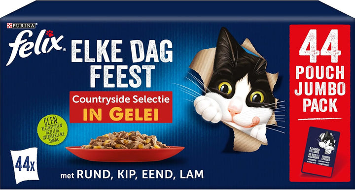 Everyday Party Countryside 44X85G - Hrană pentru pisici în pungă, 3,74 kg, vită, pui, rață, miel
