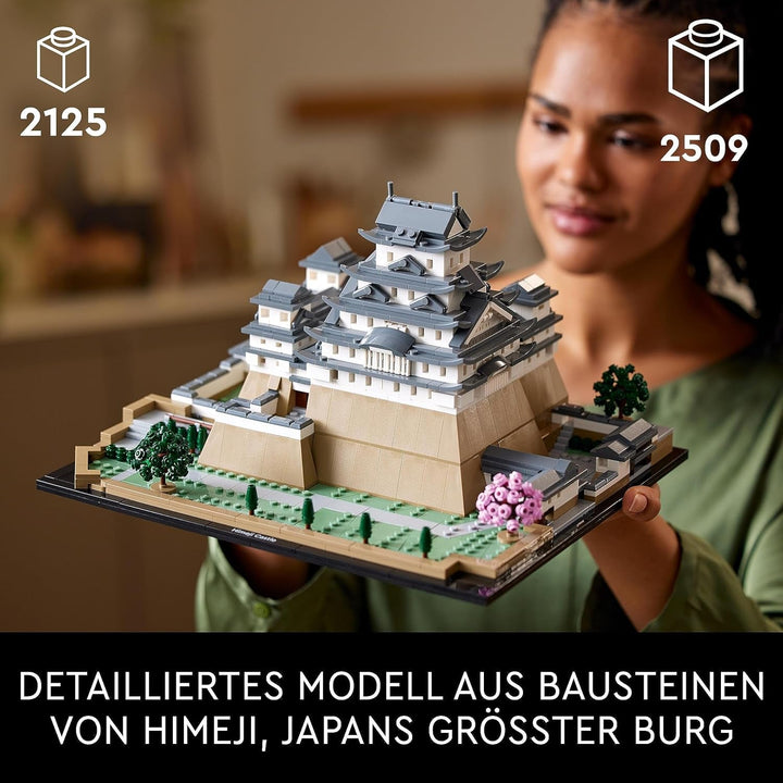 Castelul LEGO Architecture Himeji, Kit model pentru adulți, Colecția Landmark, Set pentru fanii grădinăritului creativ și ai culturii japoneze, cu copac cu flori de cireș, cadou pentru el și ea 21060