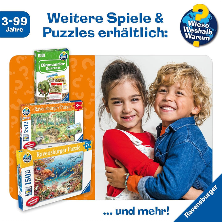 Ravensburger children's puzzle 13411 - Creaturi marine pe reciful de corali - De ce? De ce? De ce? Puzzle 150 piese XXL + poster de cunoștințe, pentru copii de la 7 ani