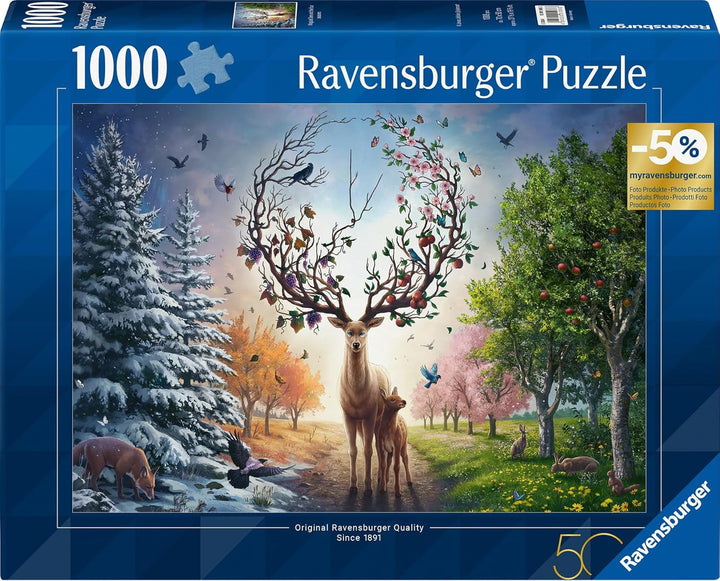 Ravensburger Puzzle 12001088 - Cerbul magic și cele patru anotimpuri - puzzle jigsaw de 1000 de piese pentru adulți cu vârsta de peste 14 ani