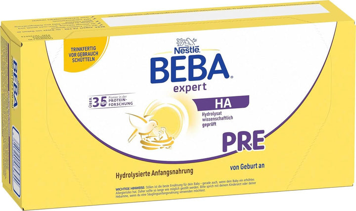 BEBA Nestlé BEBA EXPERT HA PRE Hydrolysierte Anfangsnahrung, Säuglingsnahrung Von Geburt An, 8Er Pack (8 X 200Ml)