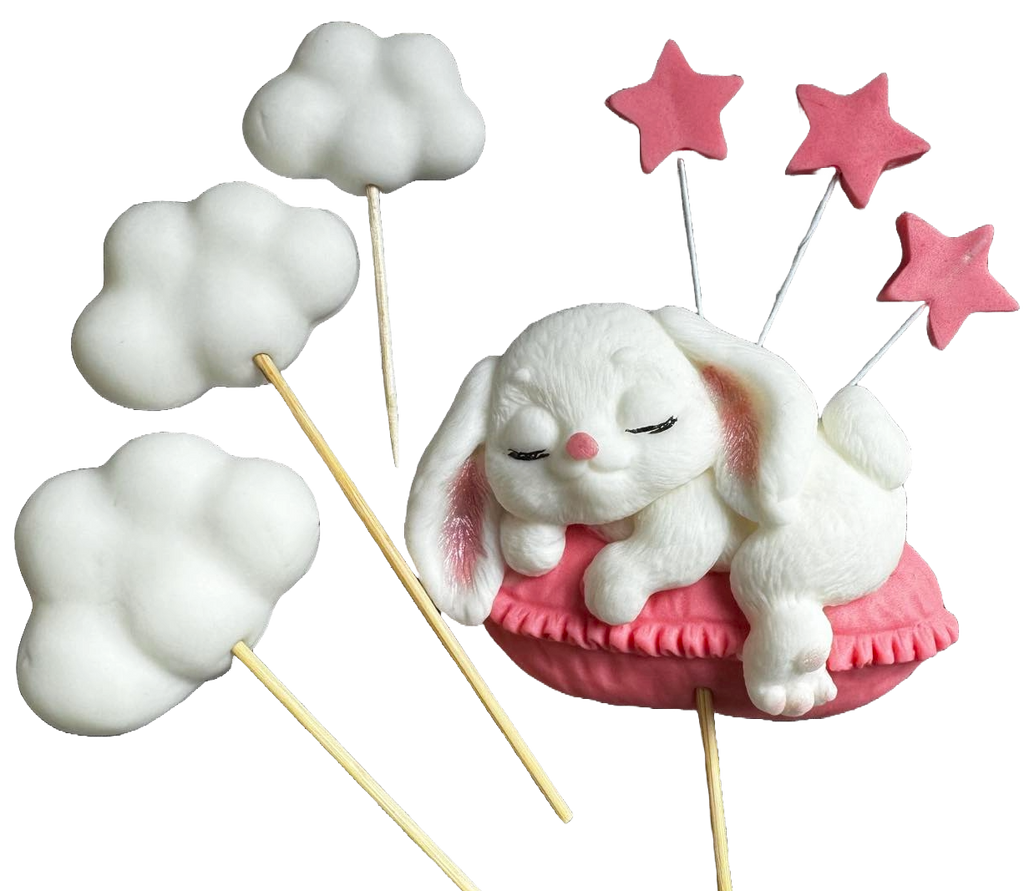 Lot de 7 décorations comestibles en sucre, Lapin