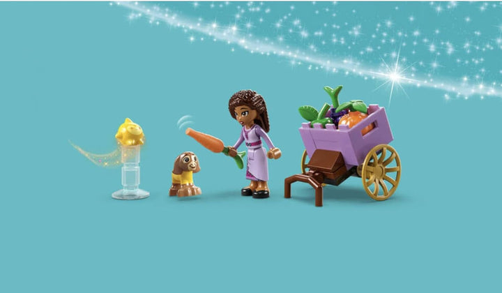 LEGO 43223 Disney Wish Asha în orașul Rosas, set de film Wish cu piață, mini păpușă Asha, Valentino ca capră de jucărie și figuri de stele, cadou pentru copii de la 6 ani, fete și băieți