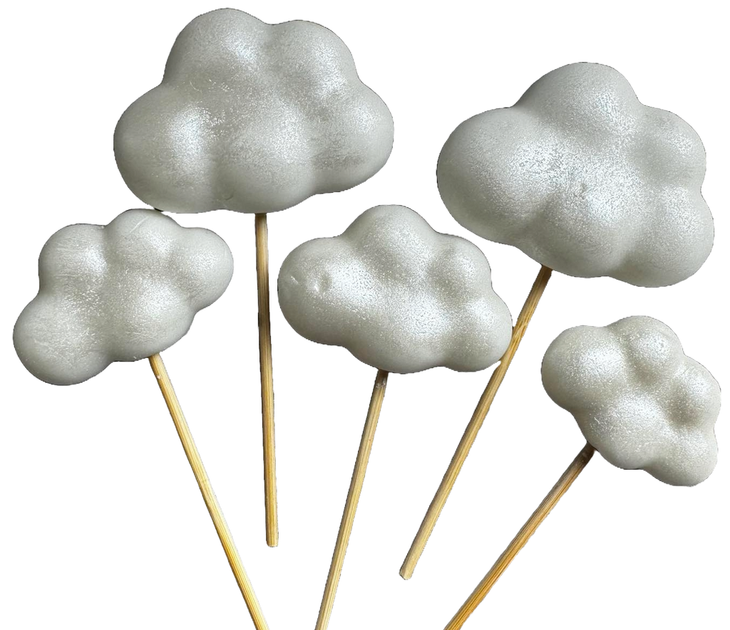 Lot de 5 décorations comestibles en sucre, Nuages