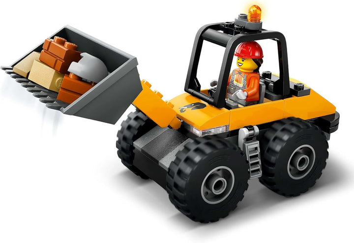 Încărcător cu roți LEGO City - Excavator de jucărie pentru copii mici, fete și băieți de la 4 ani - Set de joacă pentru vehicule - Idei de cadouri Montessori pentru preșcolari - Set cu 2 minifigurine de muncitori în construcții 60450