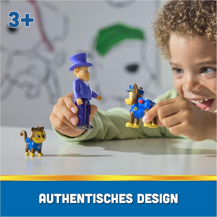 PAW PATROL Hero Pups - Set de figurine de acțiune cu 1 figurină de câine Chase, 1 figurină de pisică chaos și 1 figurină de primar know-it-all, jucărie potrivită pentru copii cu vârsta de peste 3 ani