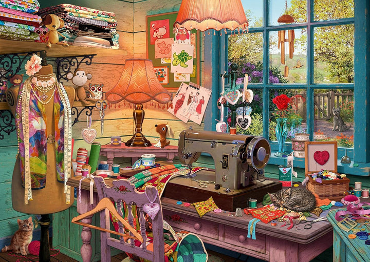 Schmidt Spiele 59654 Puzzle secret, În camera de cusut, puzzle jigsaw 1000 piese
