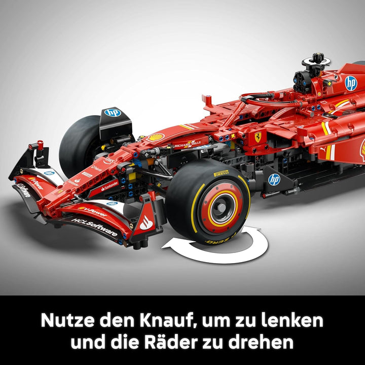 LEGO Technic Ferrari SF-24 F1 Race Car - Mașină model pentru adulți - Set Formula 1 de colecție - Motor V6, cutie de viteze, direcție și DRS la scara 1:8 - Cadou pentru fanii sporturilor cu motor și ai mașinilor de curse 42207
