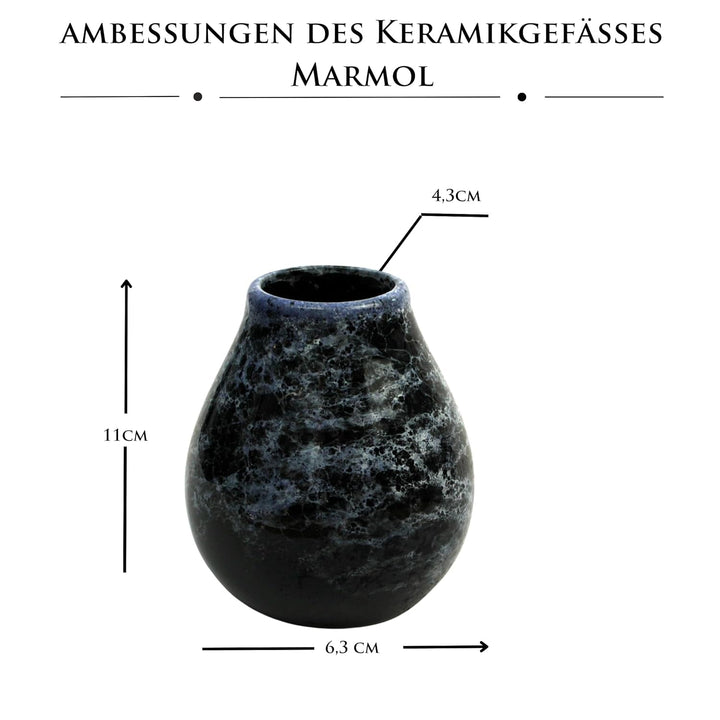 Set de ceai Yerba Mate pentru 2 persoane – Mas Energia Guarana 400 g – Cană din ceramică Marmol Blue 350 ml – Bombilla din oțel inoxidabil 19 cm – Ceai vrac 2 x 200 g
