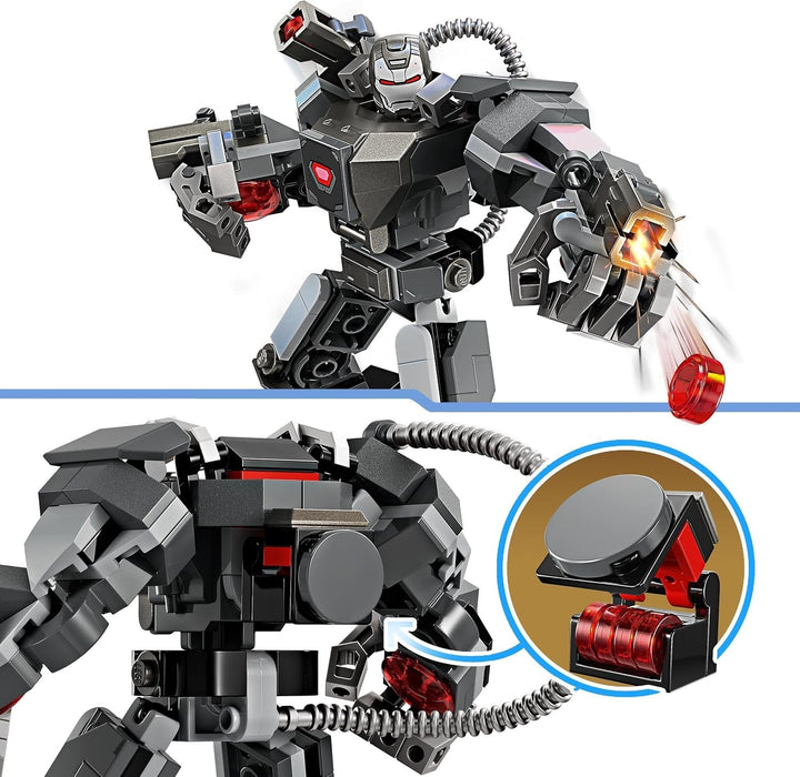 LEGO Marvel War Machine Mech, jucărie construibilă pentru supereroi cu 3 împușcătoare pentru copii, figură de acțiune legendară din MCU, cadou pentru băieți și fete de la 6 ani 76277