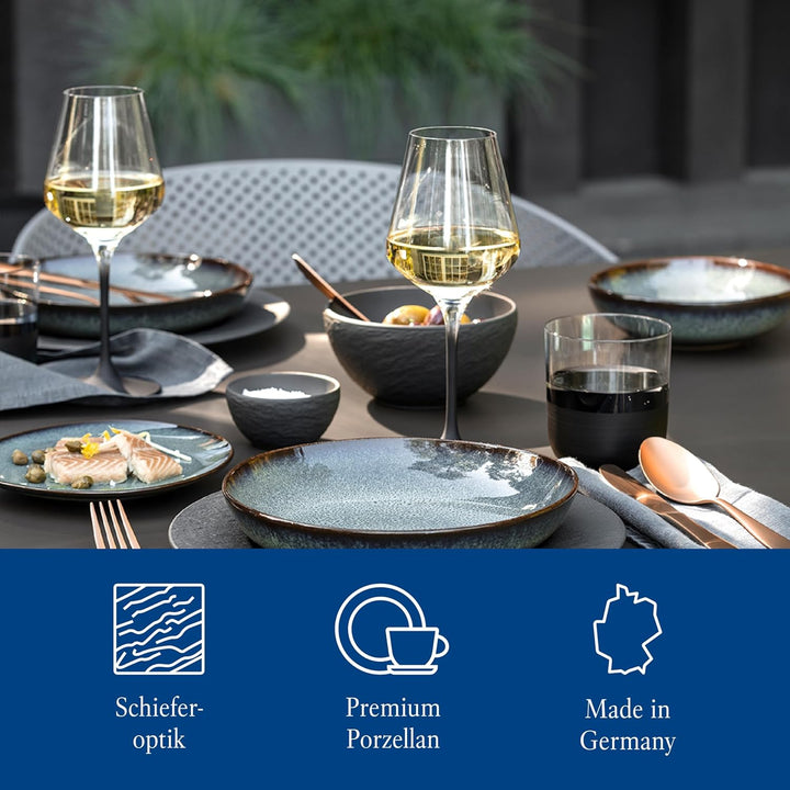 Villeroy & Boch – Manufacture Rock Starter-Set 6 Teilig Schwarz, Spülmaschinenfest, Mikrowellensicher, Geschirr Set Schwarz Matt, Tafelservice, Essgeschirr, Premium Porzellan