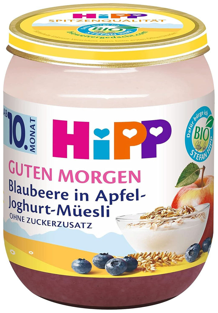 Hipp Organic Good Morning, muesli de afine, mere si iaurt, 6 x 160 grame