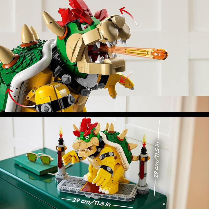 LEGO Super Mario The Mighty Bowser, kit model 3D, set mare cu figură mobilă de colecționat, inclusiv platformă de duel, idee de cadou pentru fani, de afișat ca decor pentru cameră 71411