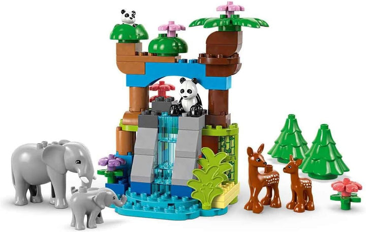 Set LEGO DUPLO Town Wild Animal Families 3-in-1, jucărie educativă pentru copii mici cu țestoase, tigri, elefanți, căprioare, panda, set pentru preșcolari de la 2 ani, jucărie de construit cu figuri de animale 10446
