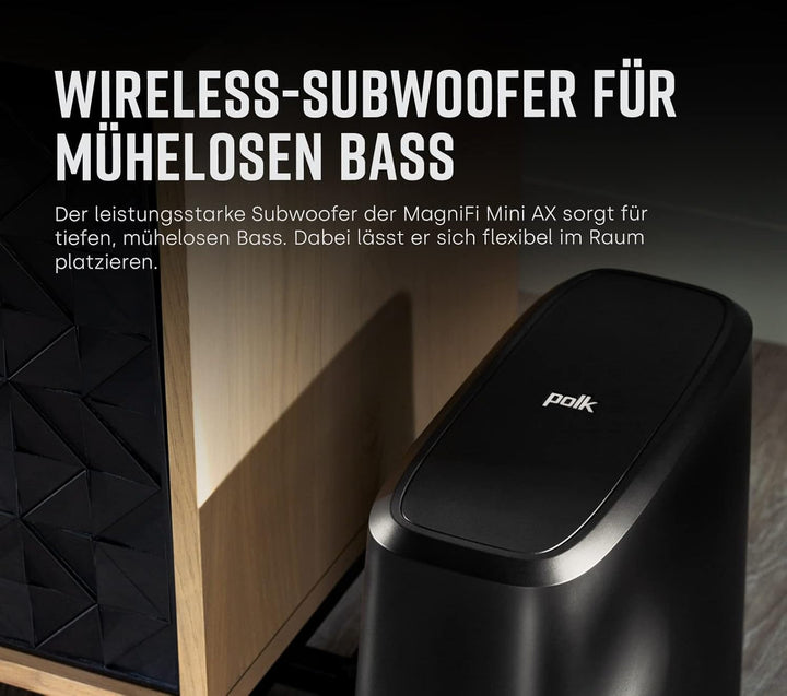 Polk Audio Magnifi Mini AX Ultrakomakte Tv-Soundbar Mit Wireless Subwoofer, Dolby Atmos Und DTS:X, HDMI Earc, Bluetooth, Airplay 2, Google Chromecast, Schwarz