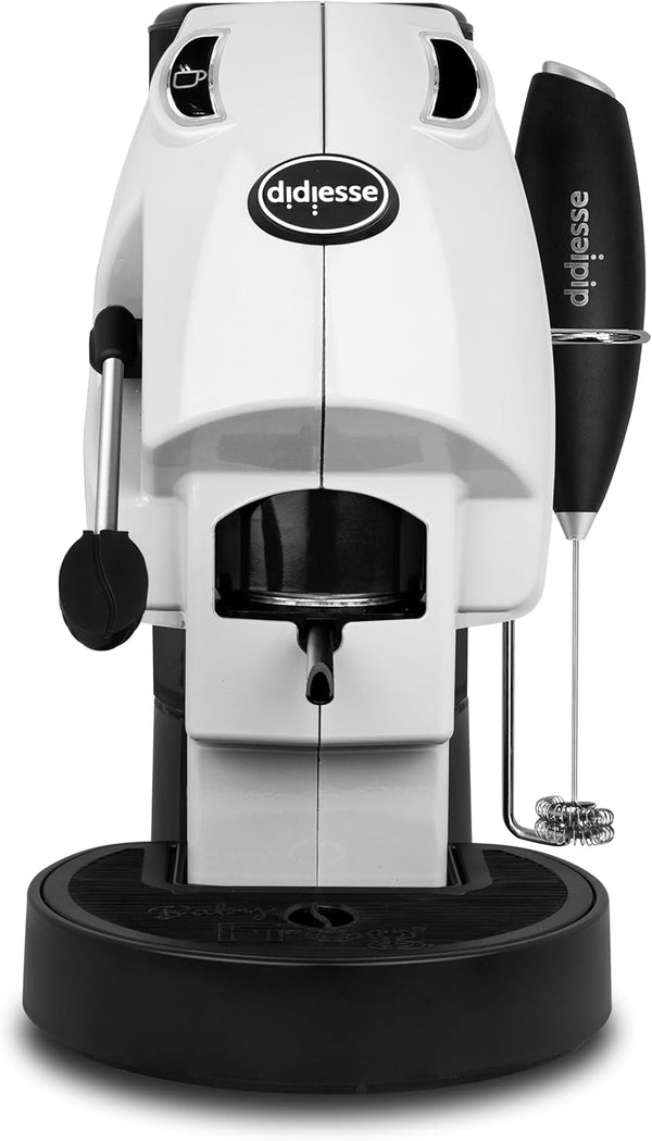 Cafetieră Baby Frog cu capsule de cafea și ceai, cu spumator de lapte și suport dublu pentru capsule de cafea și ceai, consum redus de 450 W, dozator de apă caldă (alb)
