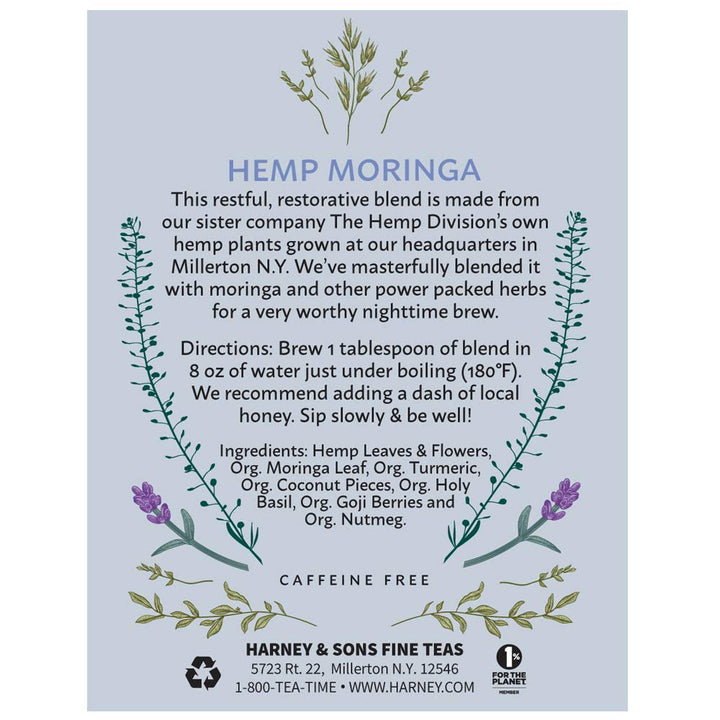 Hemp Moringa Tea Blend, Wellness, Deep Sleep Blend, 5 Oz Tin Tea USA Naty Shop