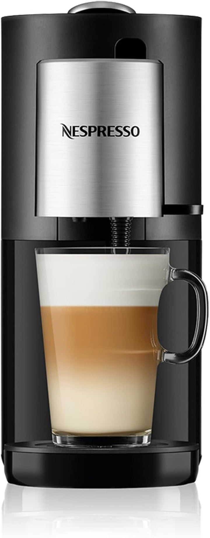 Aparat de cafea Nespresso Krups Atelier cu spumă de lapte, rezervor de apă de 1 litru, inclusiv ceașcă de sticlă + capsule, presiune 19 bar, negru/argintiu, XN8908