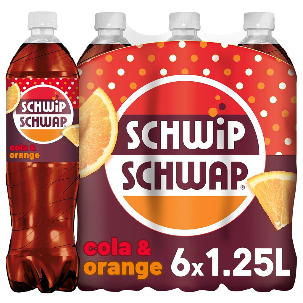 SCHWIPSCHWAP, The Original - Băutură răcoritoare de cola cofeinizată cu portocale, set 6 x 1,25 litri