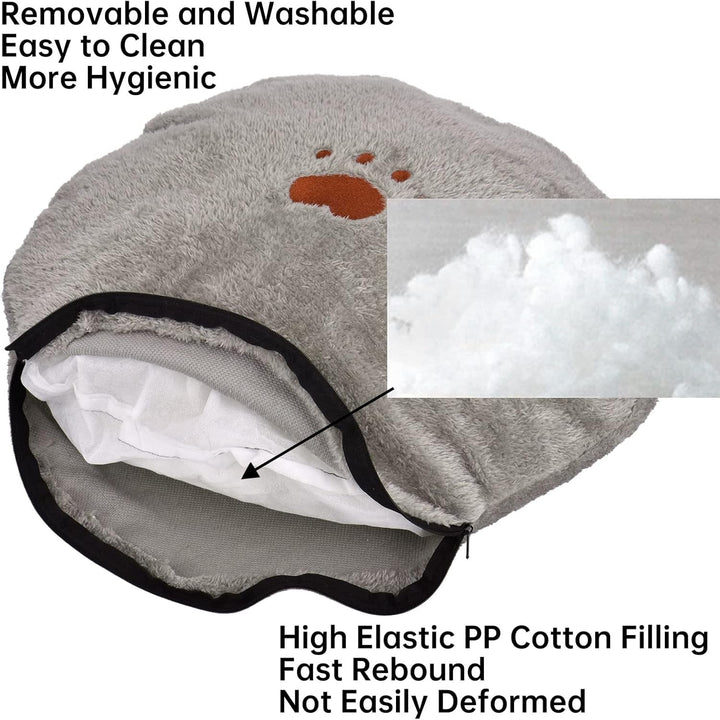 Pat lavabil pentru câini Queta, pat pentru pisici. Coș rotund în formă de ureche de pisică, pat cald pentru animale de companie, pat pentru pisici, saltea de dormit pentru pisici, pat pentru animale de companie. (Gri)