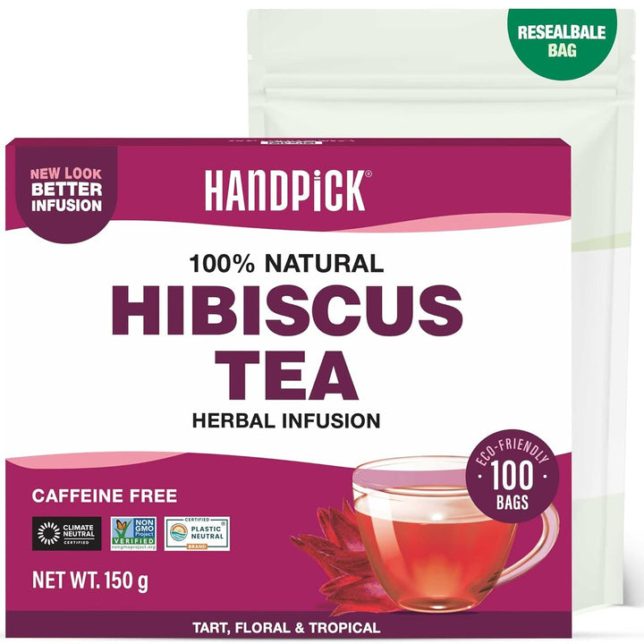 HANDPICK, pliculețe de ceai verde - 25 bucăți | 100% frunze de ceai verde pur din Himalaya, India | Plicuțe de ceai verde ecologice, preparare la cald sau rece