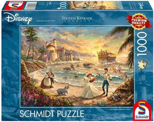 Schmidt Spiele 58036 Thomas Kinkade, Disney, Mica Sirenă Sărbătoarea iubirii, puzzle jigsaw 1000 piese