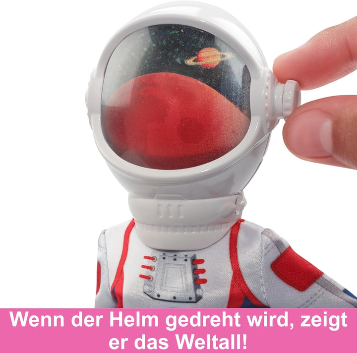 Barbie 65th Anniversary Doll și 10 accesorii, set astronaut cu păpușă brunetă, Rover cu roți, cască spațială cu vizor personalizabil și multe altele, HRG45