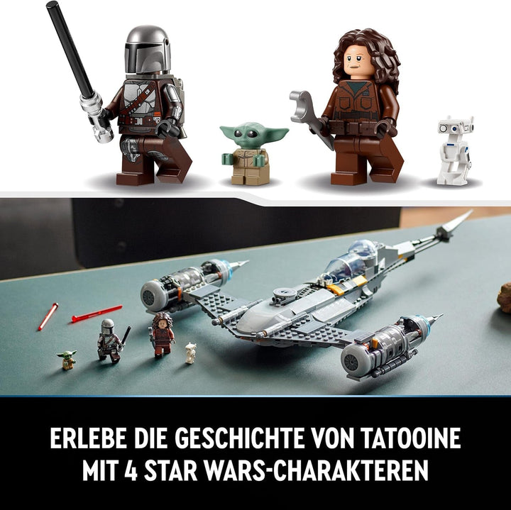 LEGO Star Wars Luptătorul Mandalorian N-1 din Cartea lui Boba Fett, jucărie construibilă cu navă spațială, set de 4 personaje, inclusiv figura Baby Yoda 75325